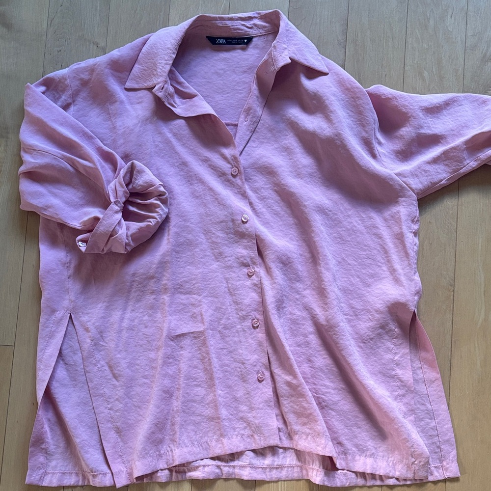 Zara Light Pink Linen Shirt